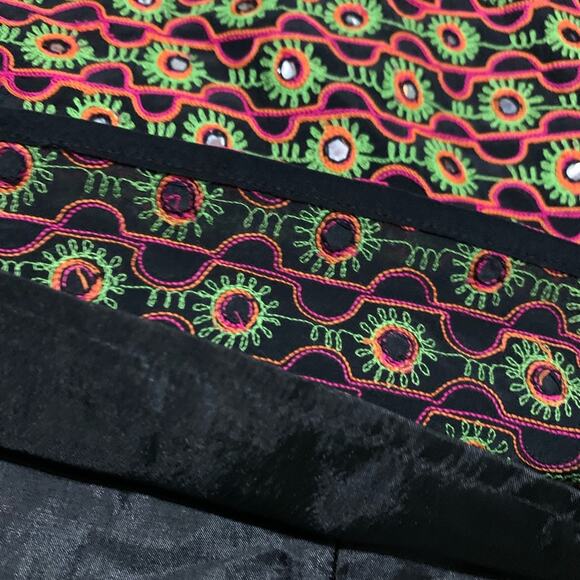 GRYPHON New York Black Floral Neon Silk Mini Skirt Size XS - Picture 4 of 8